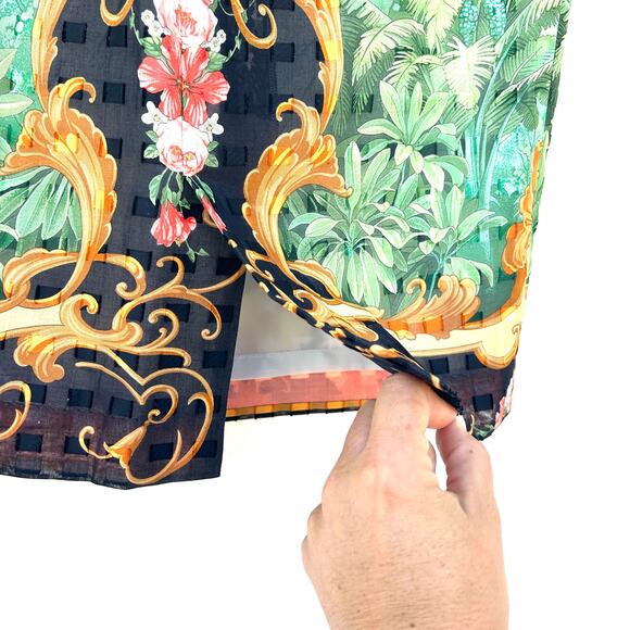Beppe Spadacini 90s Midi Skirt Garden Versace Greek Print Italian 42 Baroque 6 - Picture 9 of 10